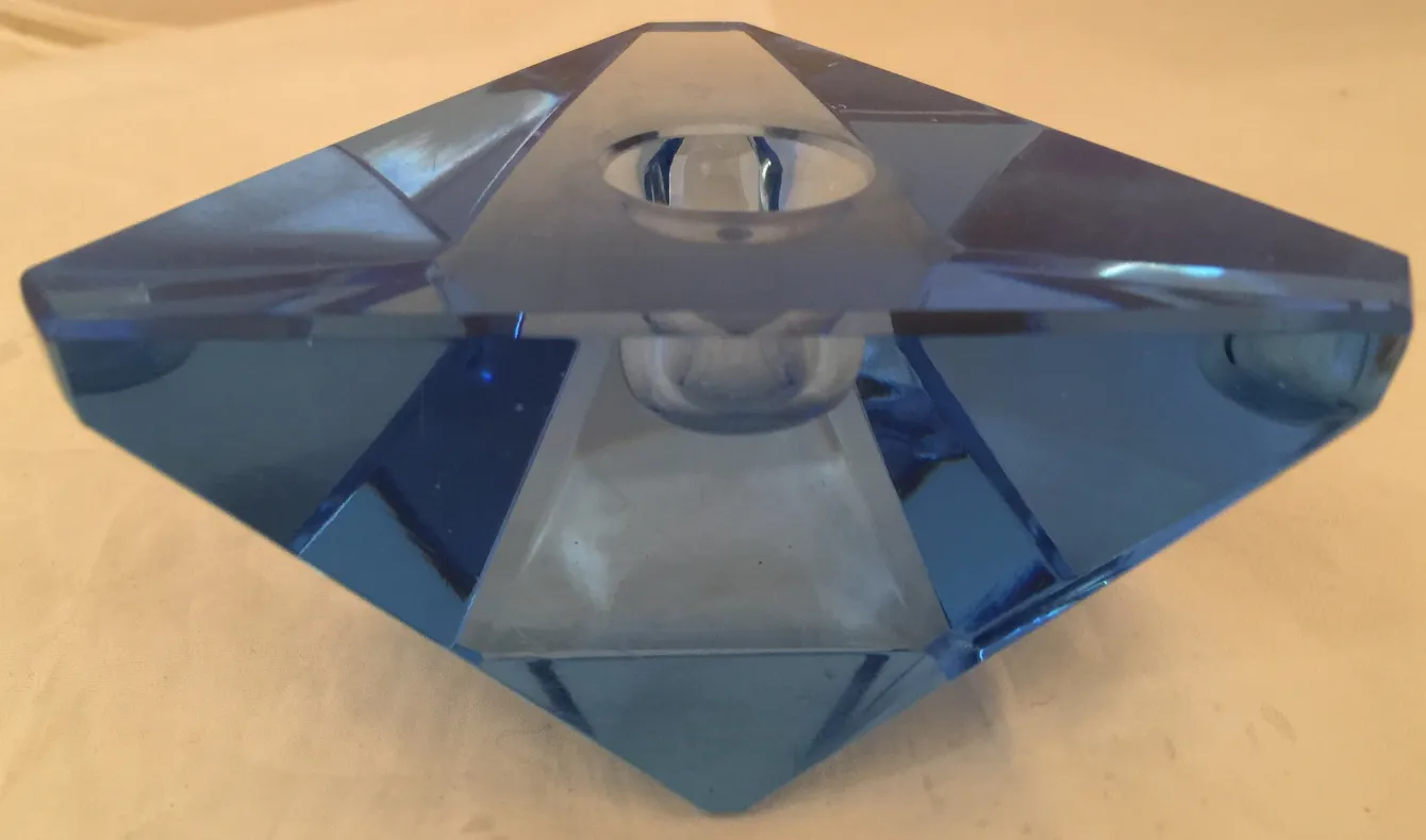 सुंदर पुराना मुरानो कांच ज्यामितीय नीला आकार