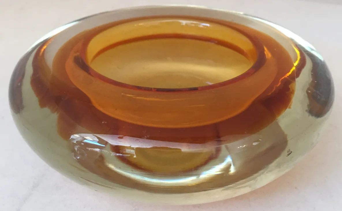 tazón de cristal de murano en tonos ocres y ámbar