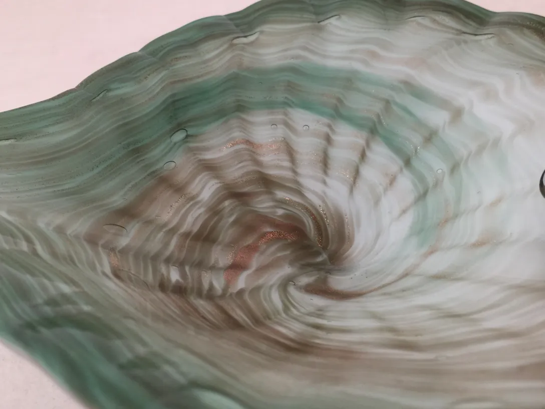 beautiful antique murano glass dish with wavy design