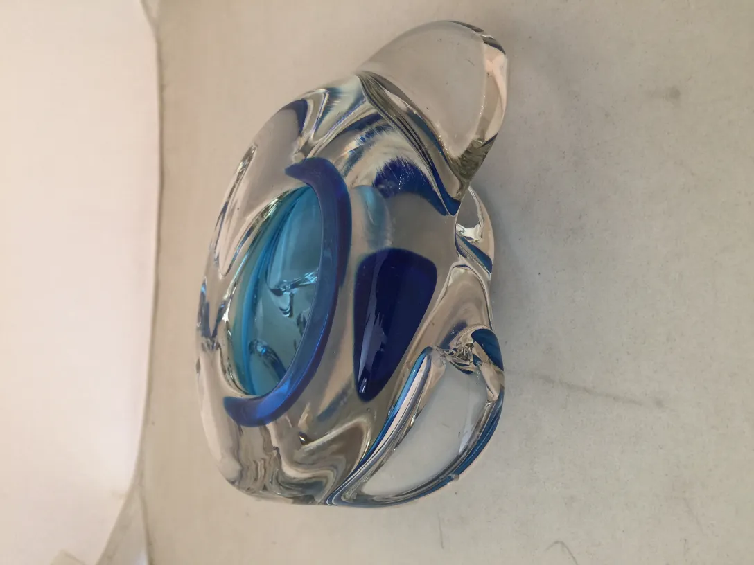 antique murano glass sculpture with vibrant blue