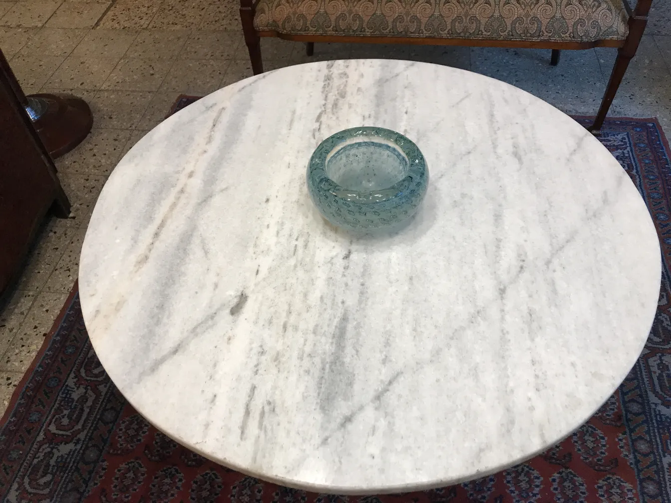 murano glass bowl on marble table