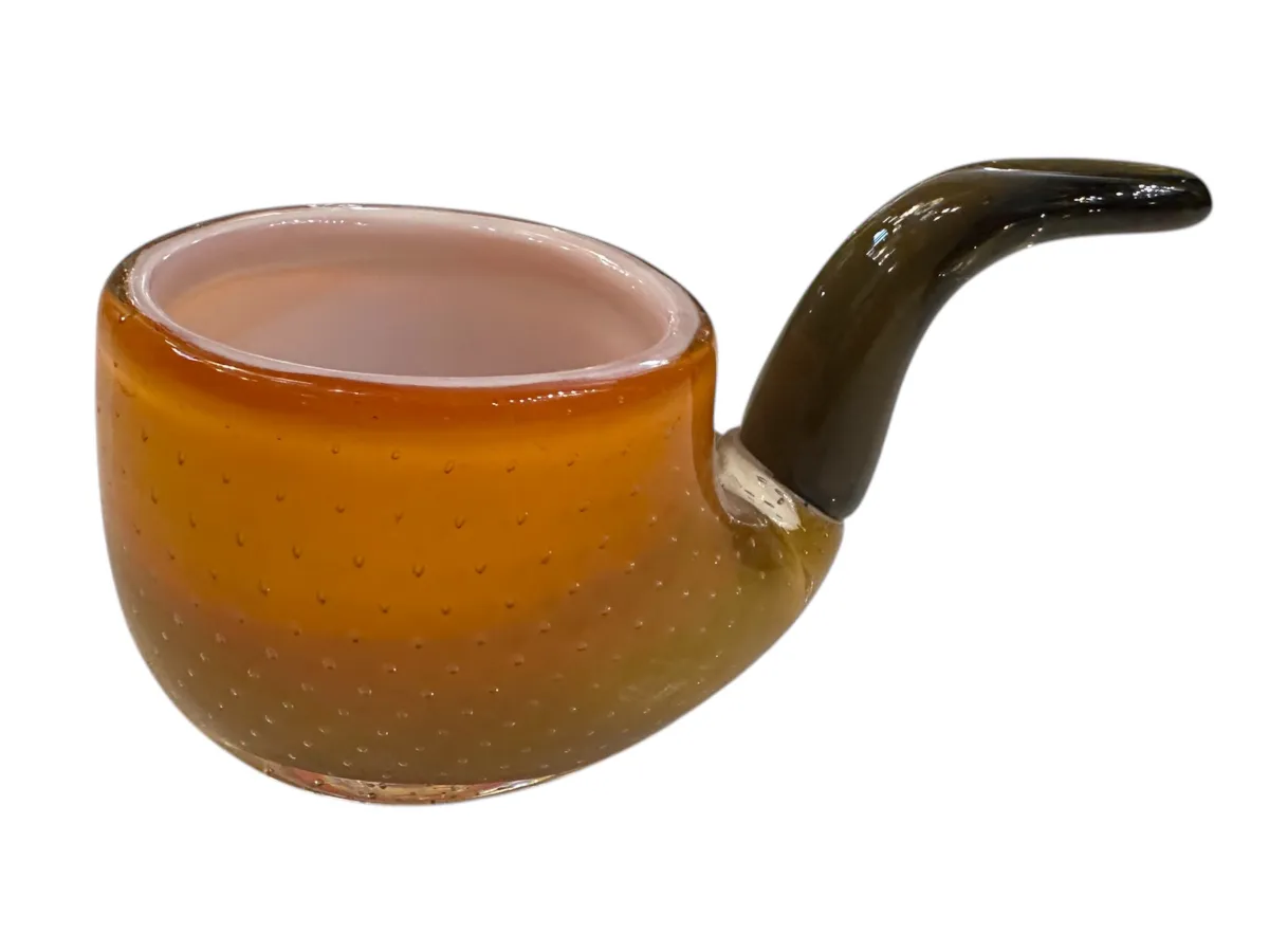 bernsteinfarbene alte murano-glas pfeife