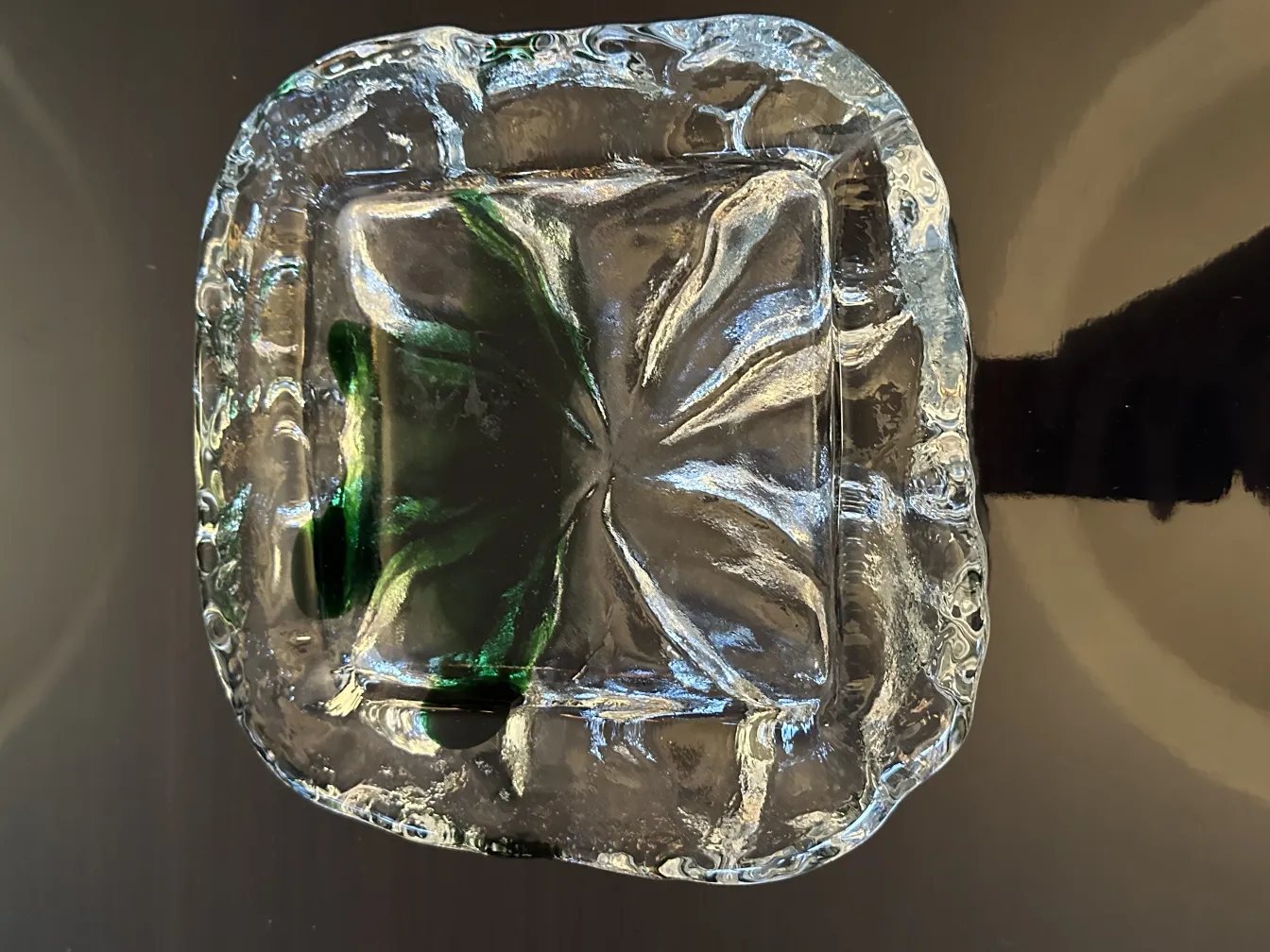 antik Murano-Glas Teller mit grünem Design