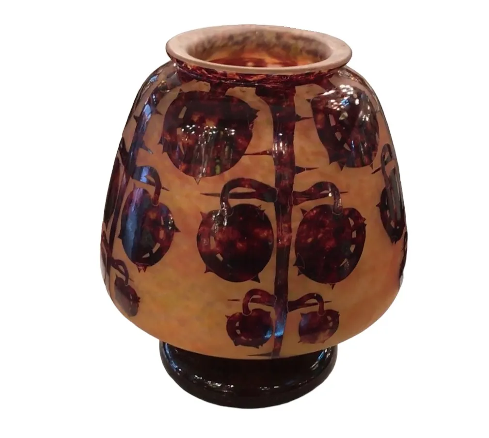 Antik signiertes Glas Le Verre dekoriert mit Mustern