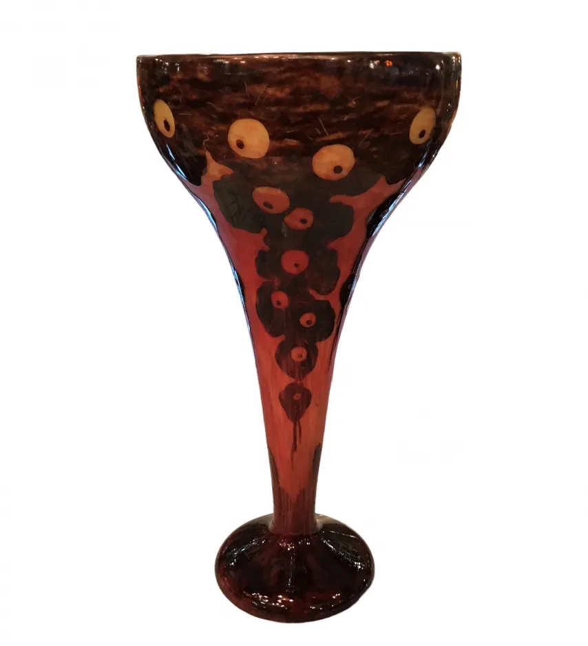 다양한 장식이 있는 앤티크 서명된 유리잔(Le Verre)