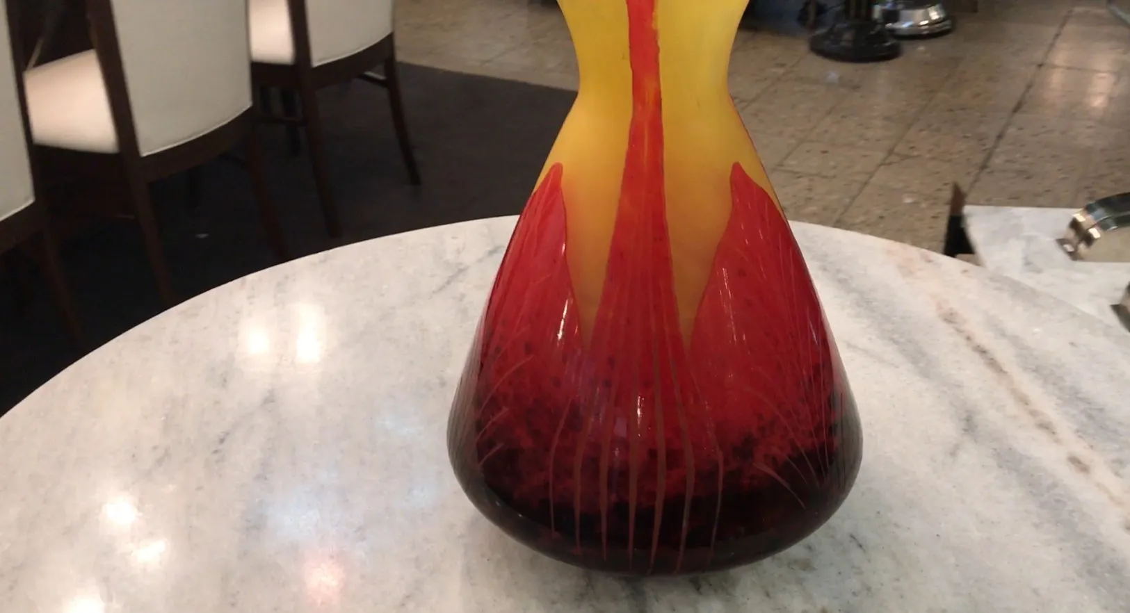 Antique with elegant shape in red and yellow tones on white background