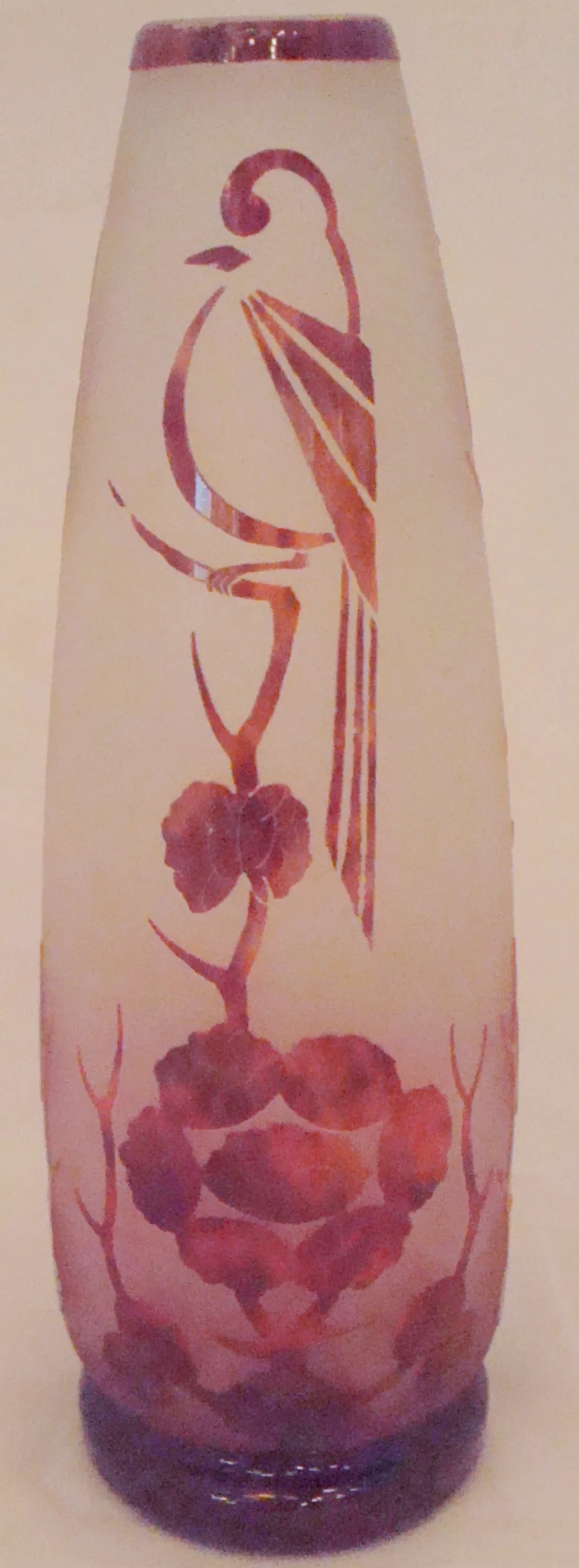 antique signed glass Le Verre with decorative design