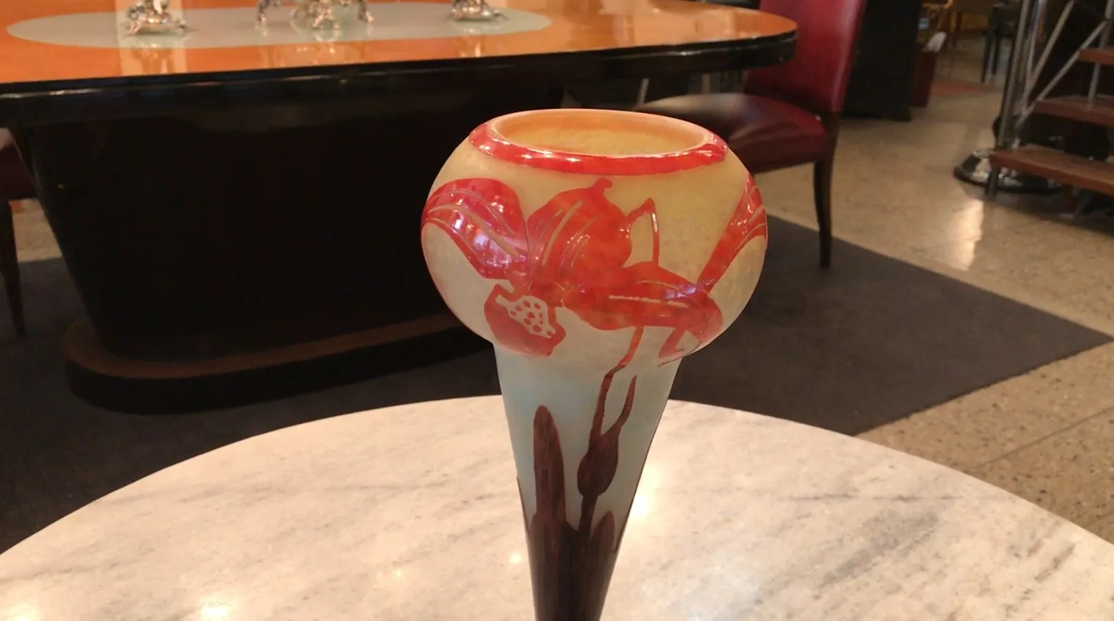 Antique vase with vibrant floral design