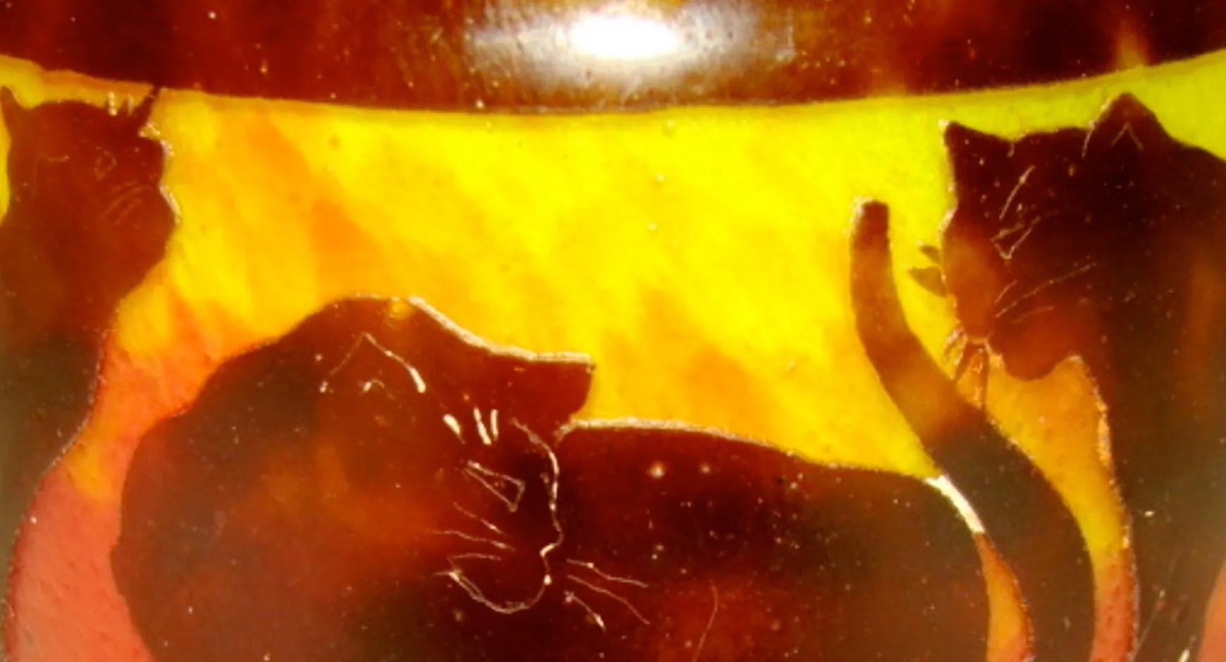 زجاج موقّع Le Verre مع قطط على خلفية دافئة