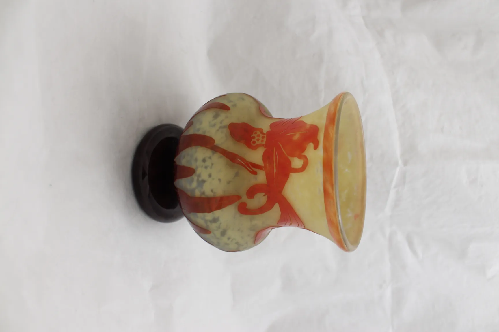 サイン入りグラス（le verre）オレンジの装飾付き