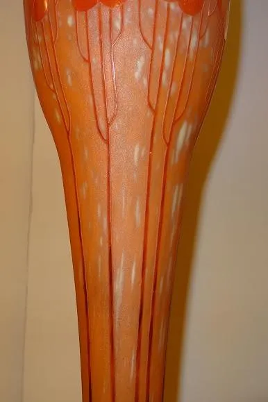 antique signed glass vase with orange design