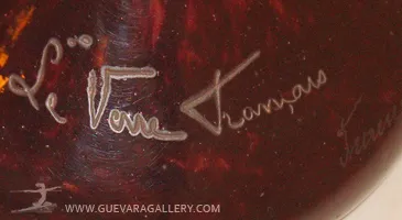 Antique signed glass Le Verre with clear inscriptions.