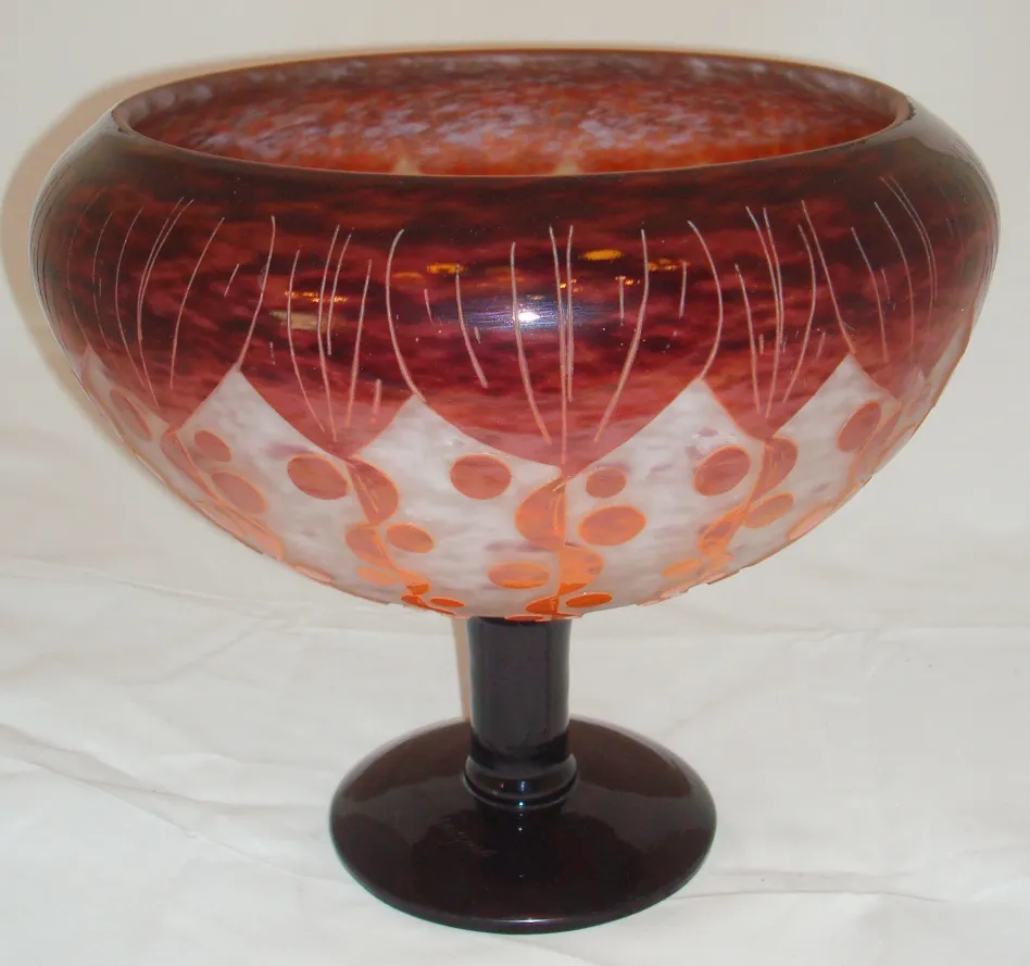 古代のサイン入りグラス（le verre）装飾デザインとベース。