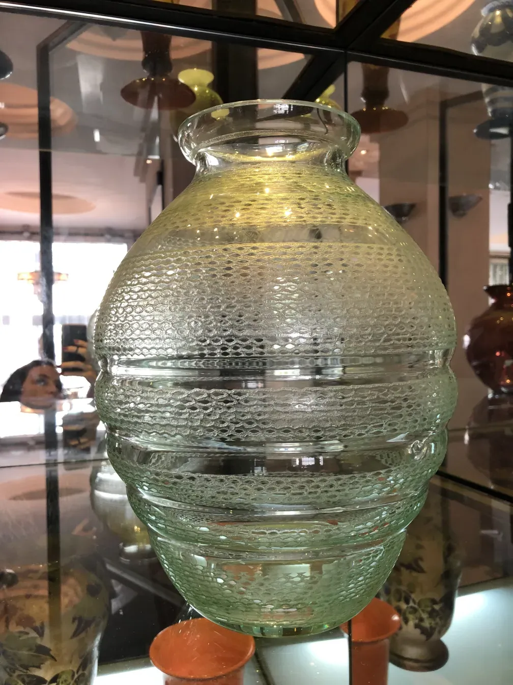 Antique signed glass by Daum Nancy, elegant design.