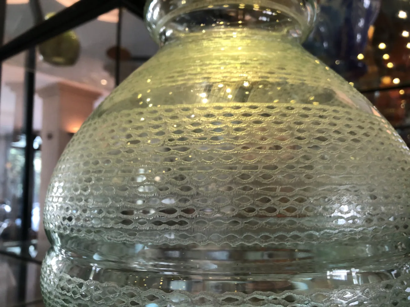 Antique signed glass with wavy patterns