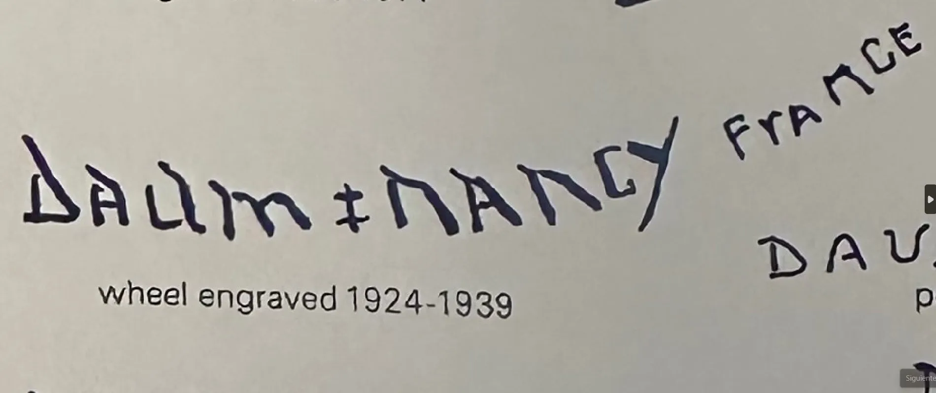 签名玻璃Daum Nancy，古董，优雅细节可见。