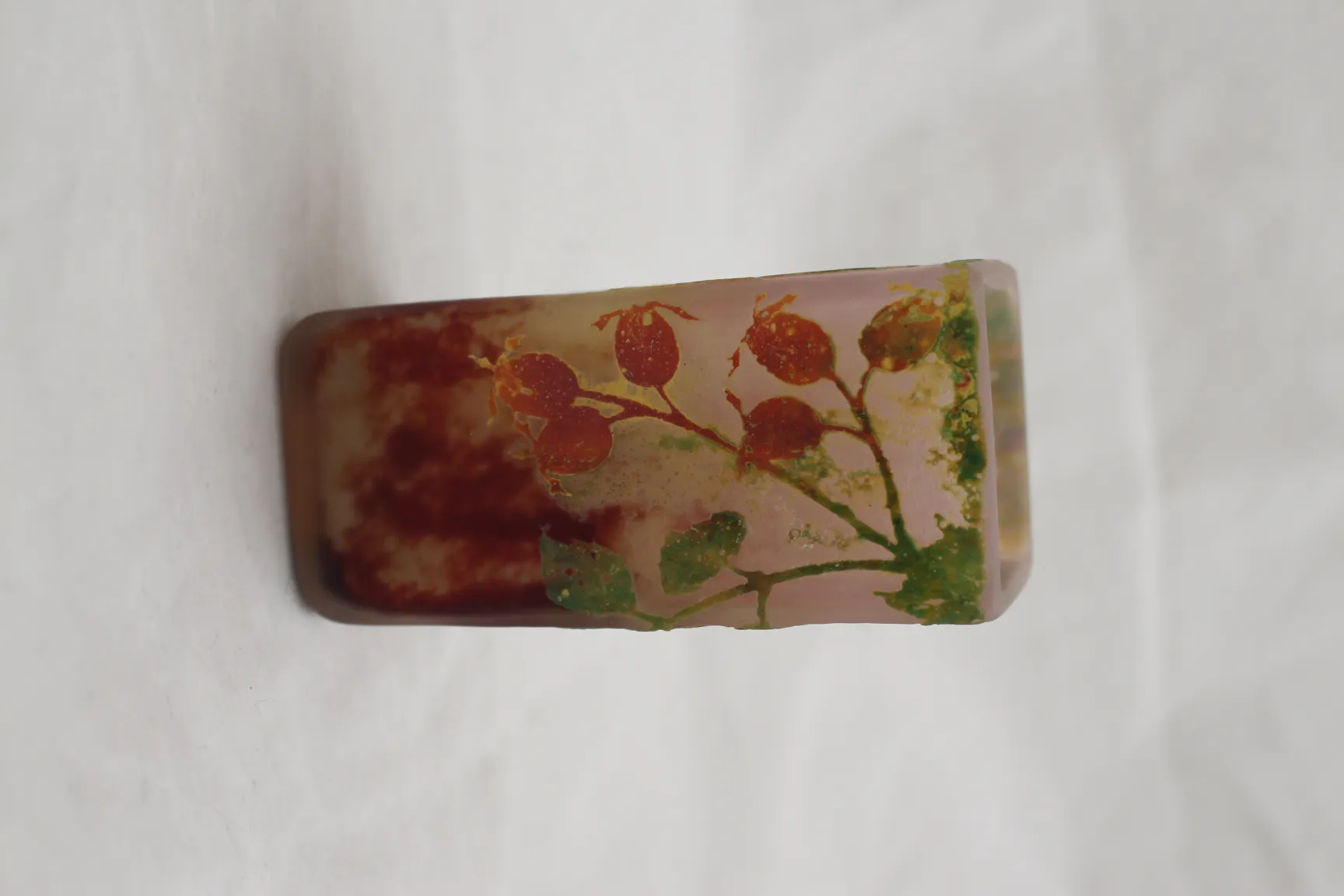 Antique signed glass by Daum Nancy with floral design.