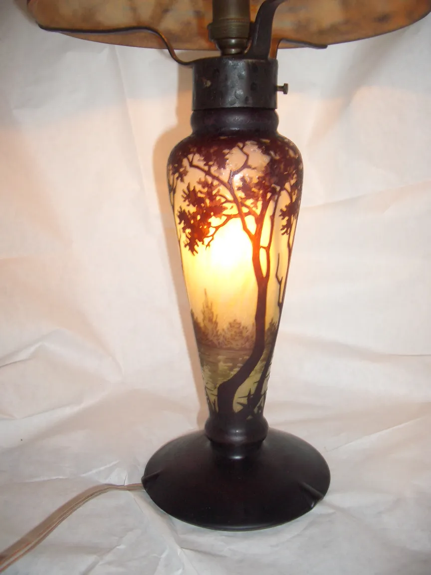 lampada in vetro firmato Daum Nancy con design ad albero