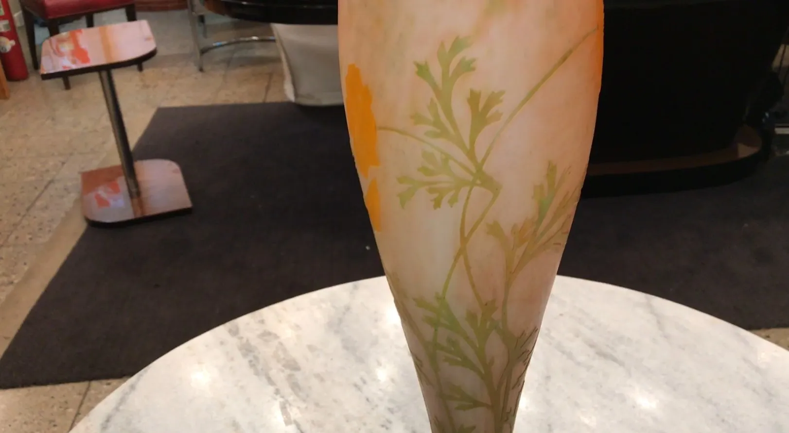 vetro firmato vintage daum nancy con decorazione floreale