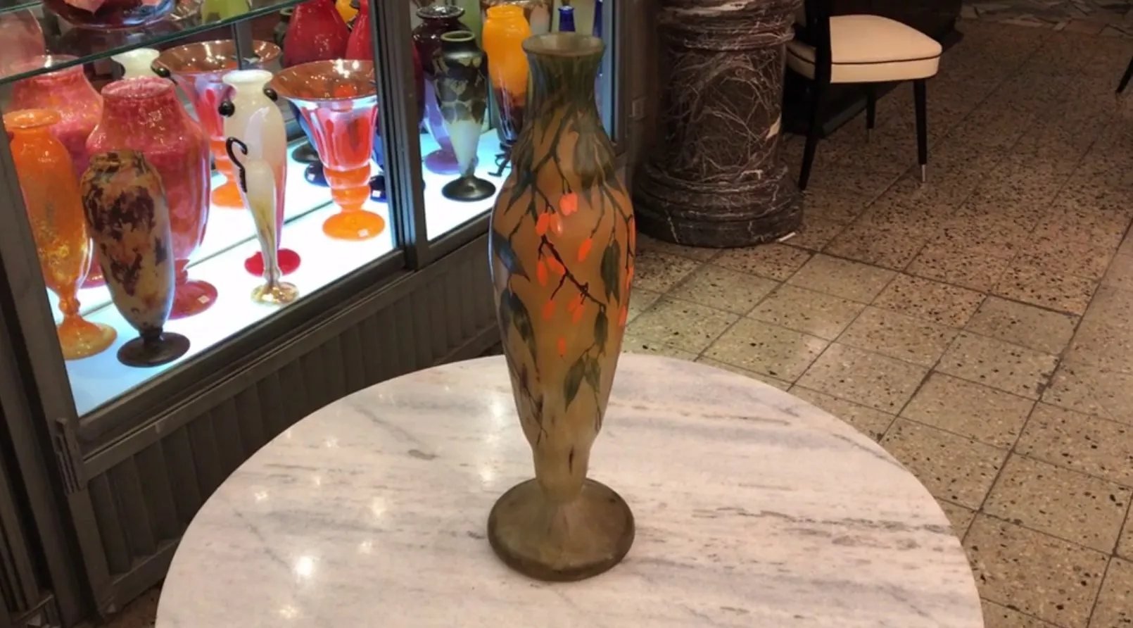 Antique vase signed Daum Nancy with floral design