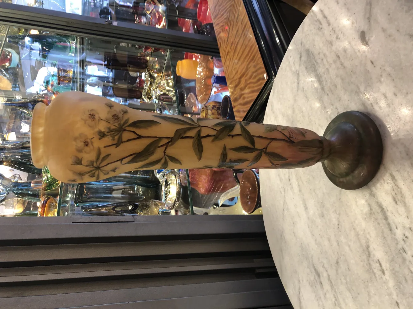 古代签名玻璃道姆南希，有真实的花型设计。