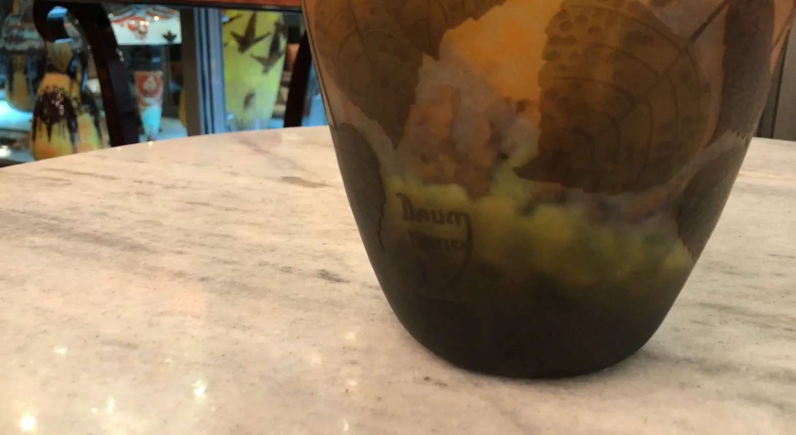 Vetro firmato antico Daum Nancy con firma visibile