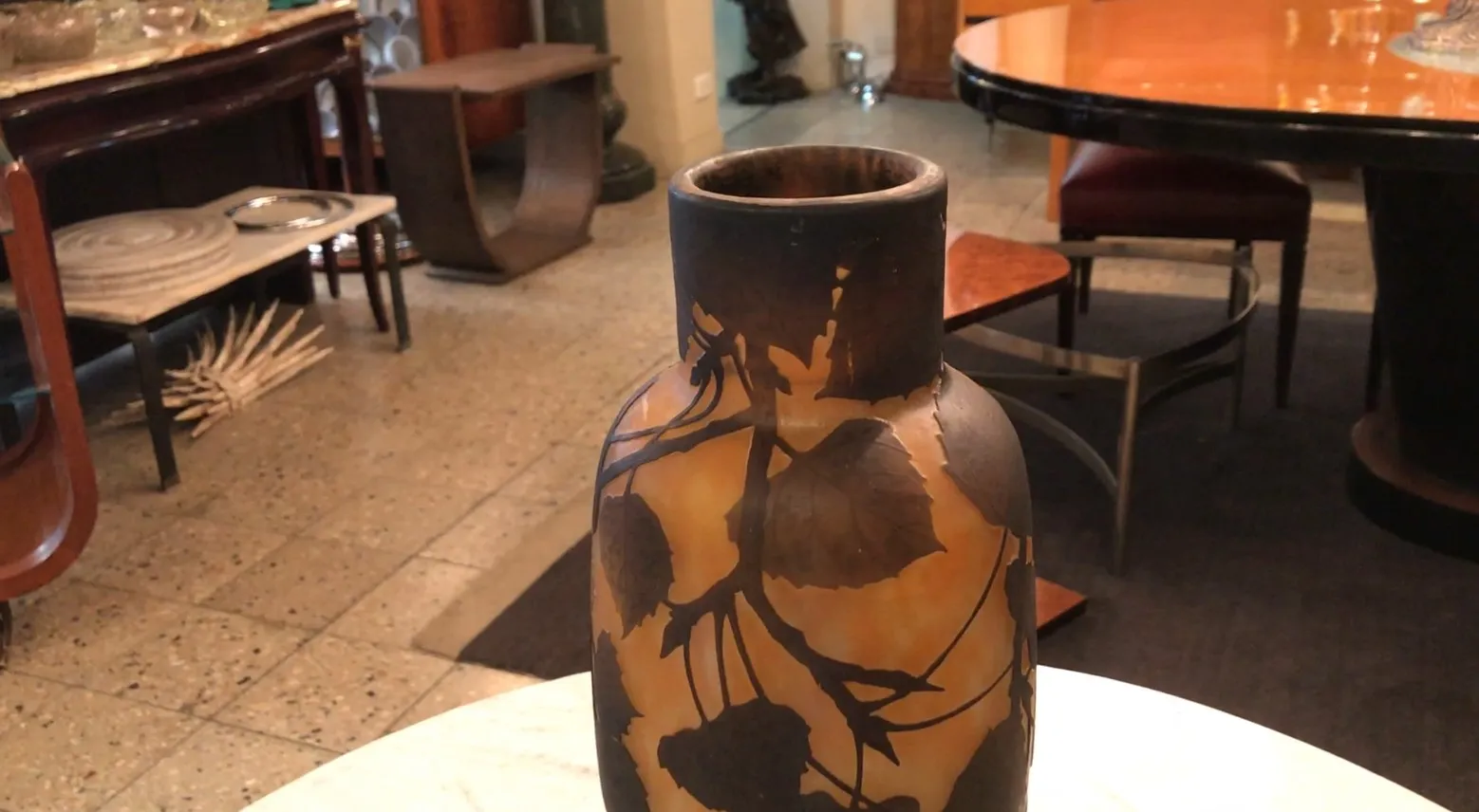 Antique glass featuring signature and floral decoration