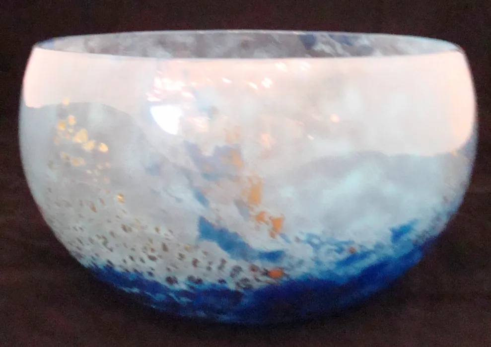 боула из стекла с синими и золотыми оттенками, антиквариат