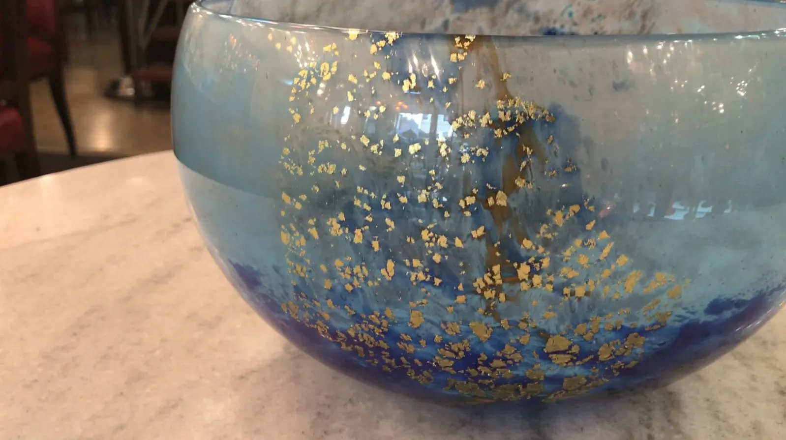 antique glass with blue and gold design from daum nancy