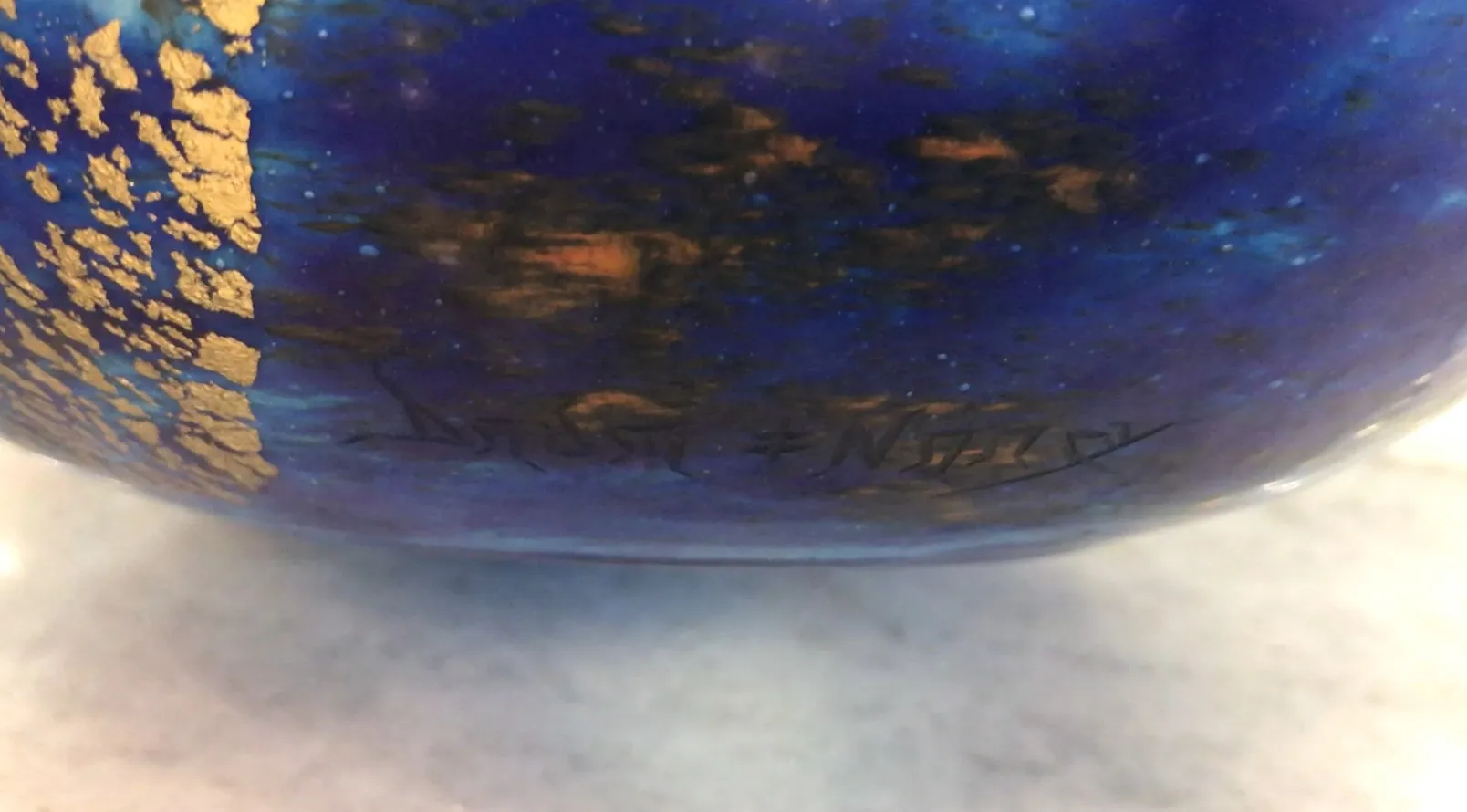 Antique signed glass Daum Nancy with vibrant colors