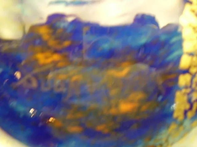 Antique signed glass Daum Nancy in blue and gold tones.