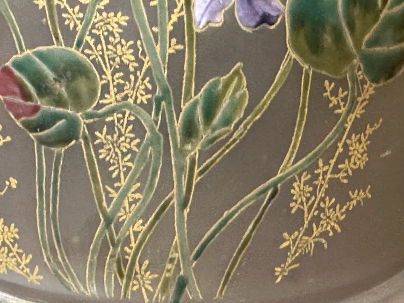 Vetro antico firmato Daum Nancy con decorazioni floreali