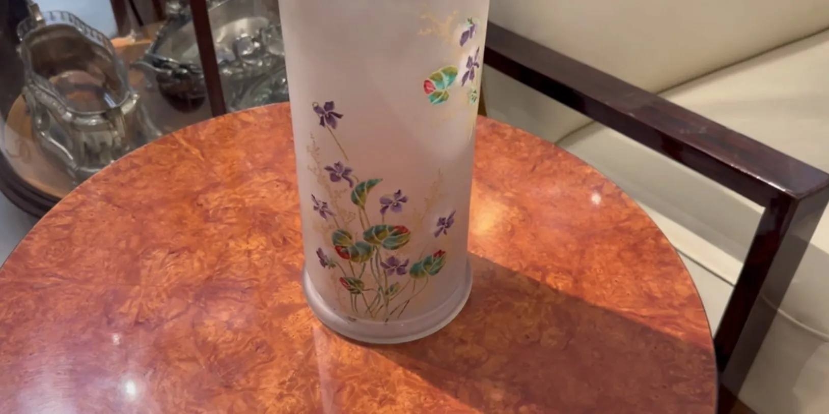 antikes signiertes Glas Daum Nancy mit floralem Muster