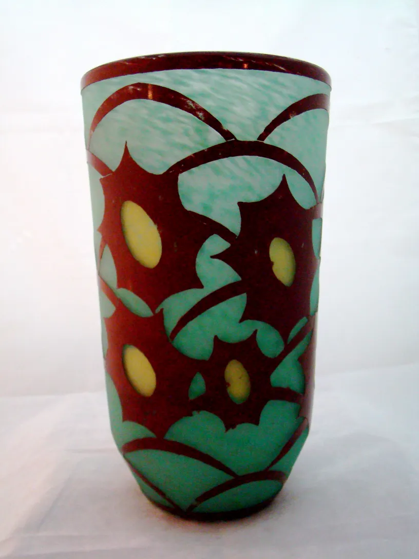 antique signed glass by Charder featuring floral patterns