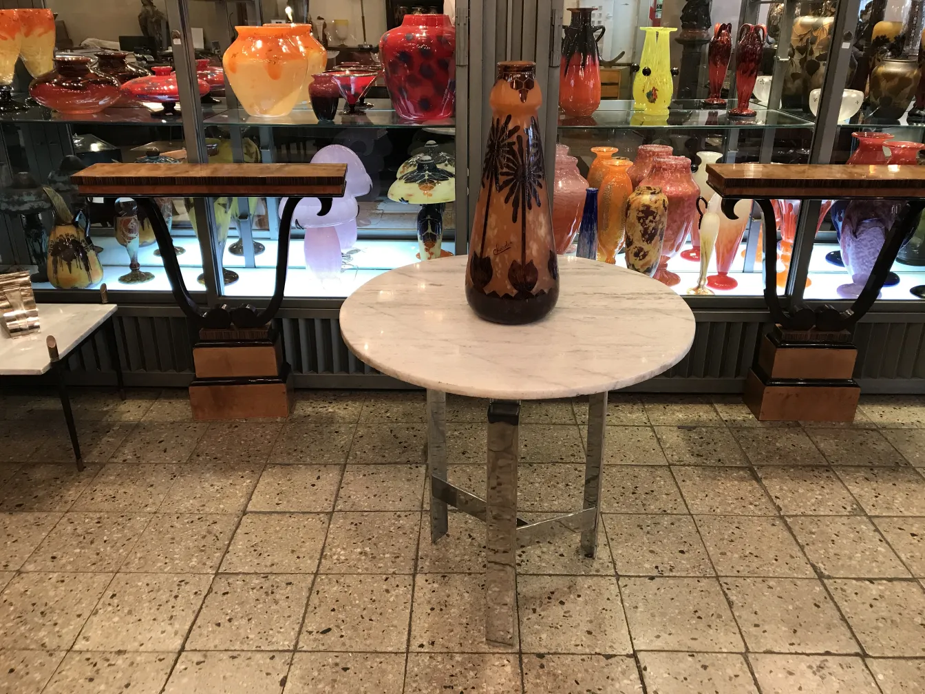 Signed glass Charder in an antique setting