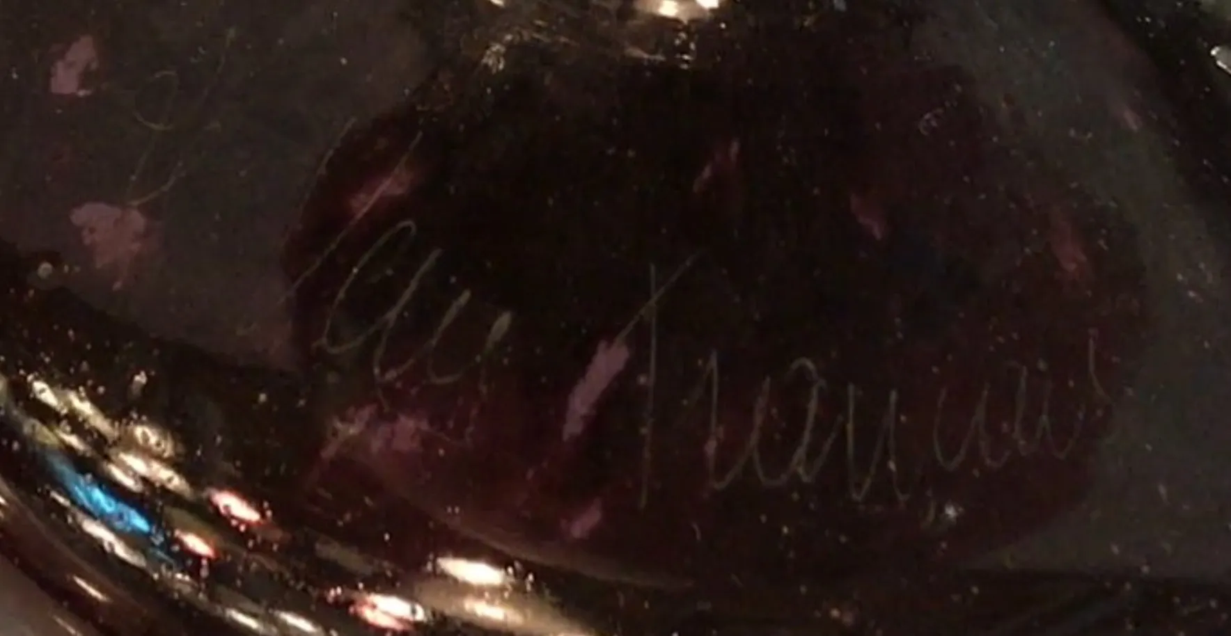 Antique signed glass by Charder, featuring artistic details.
