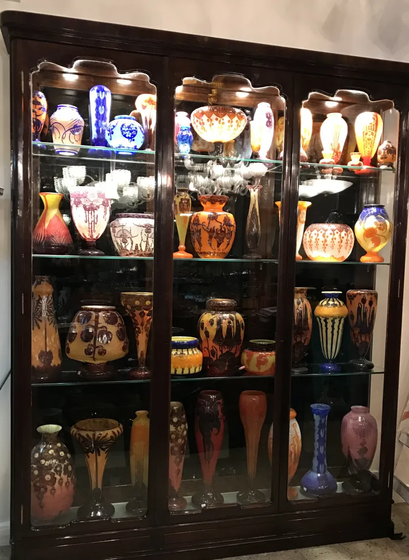 Antique glass signed by Charder, colorful and decorative.