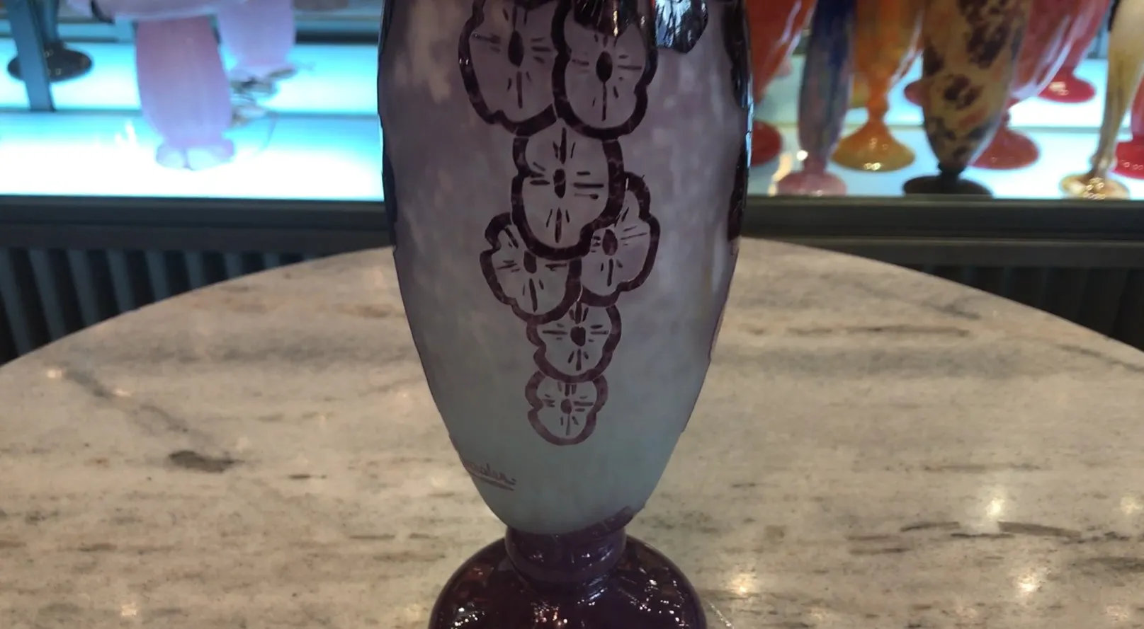 Antique glass signed by Charder with floral design