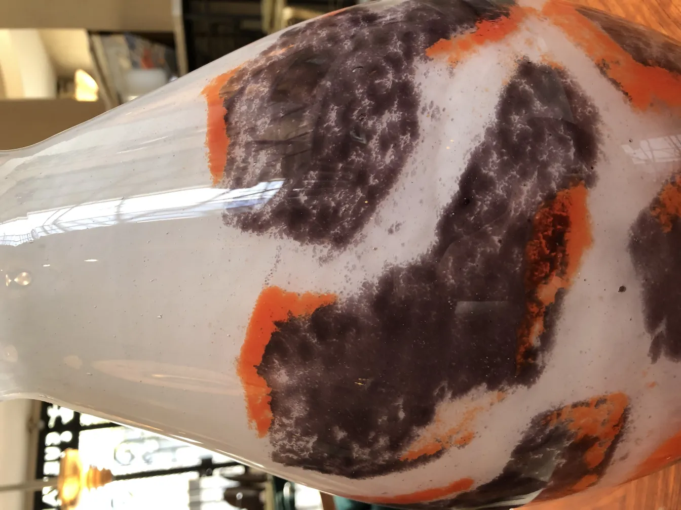 Signed Degué glass with vibrant color patterns