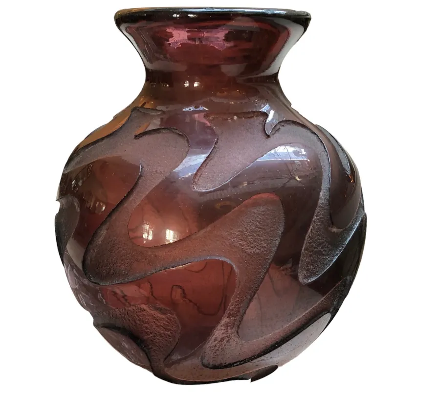Antike dekorative Vase aus signiertem Glas Degu mit elegantem Design