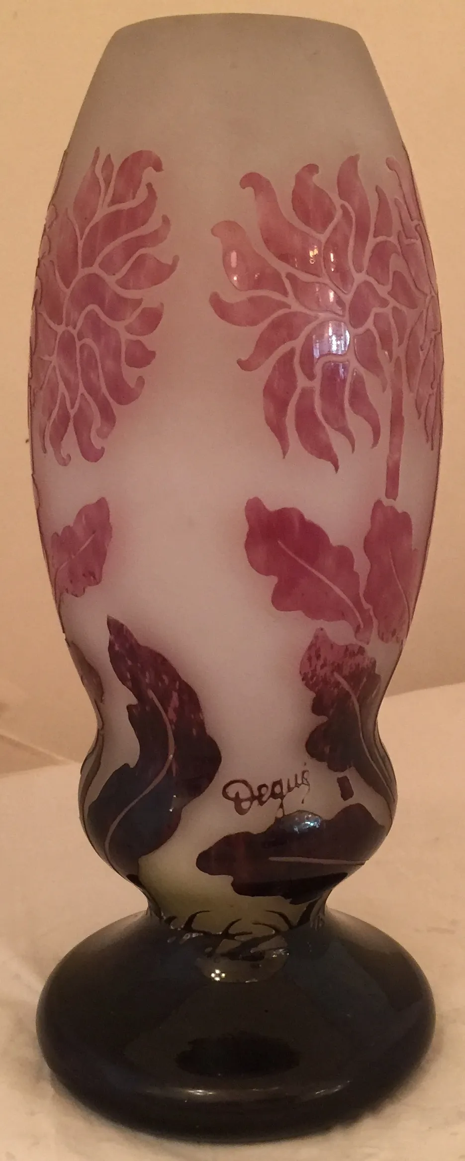 antique signed glass Degué with floral design