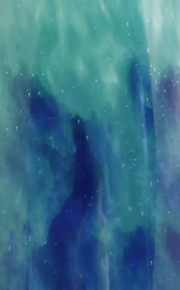  vidrios antiguos firmados en tonos azul y verde