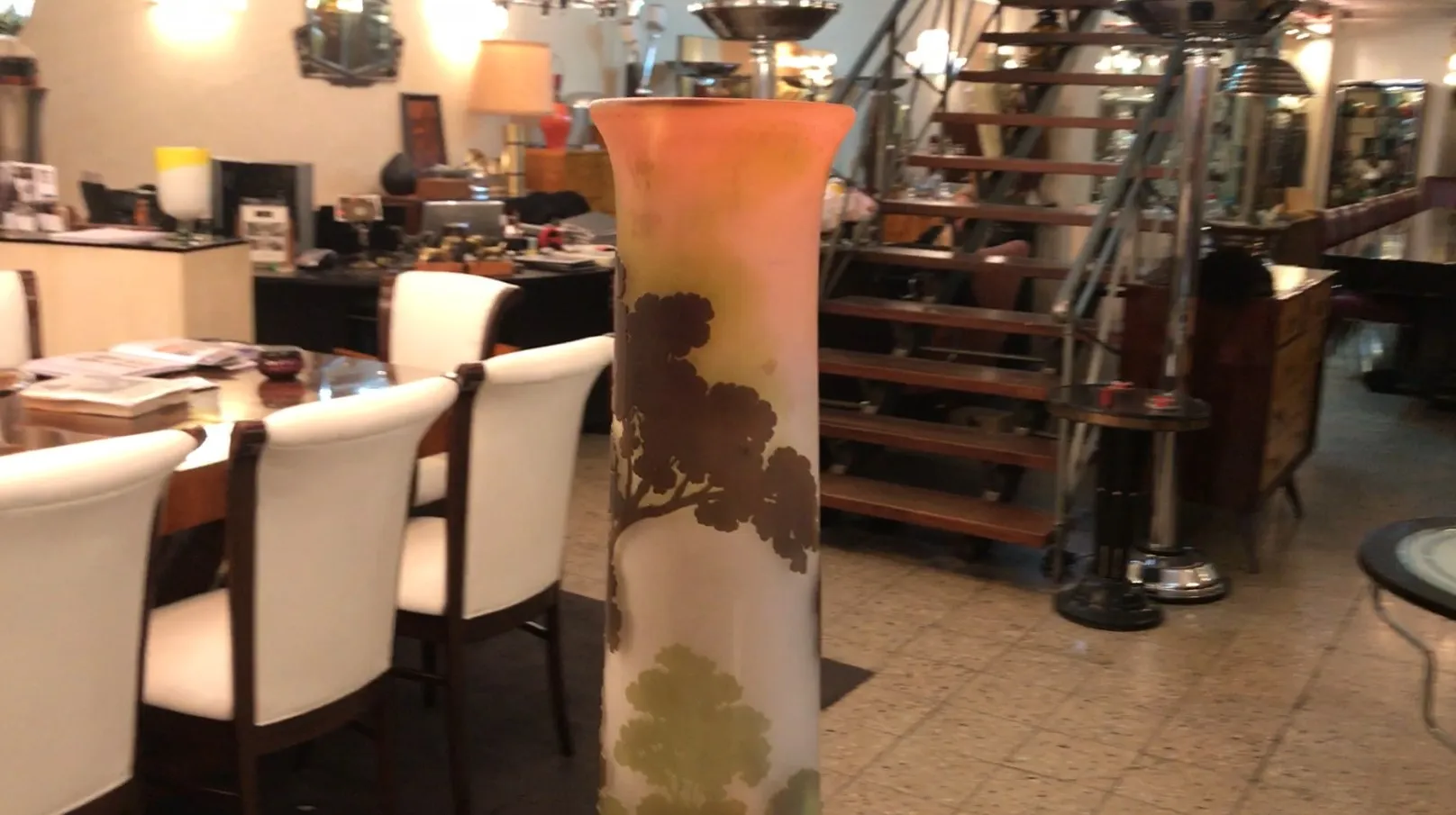 decorativo vidrio firmado gallé con diseño natural