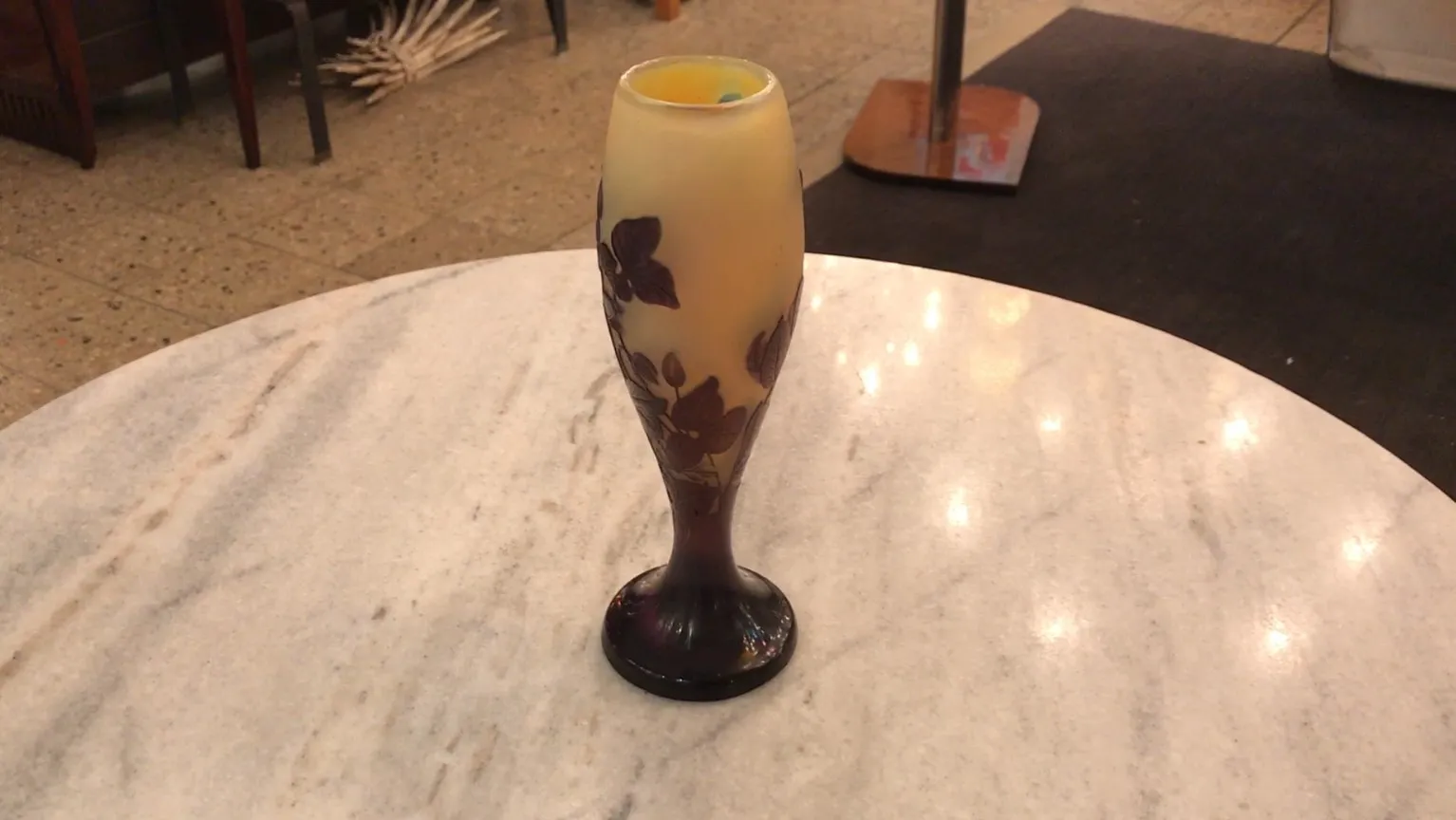 Antique signed Gallé glass with floral design