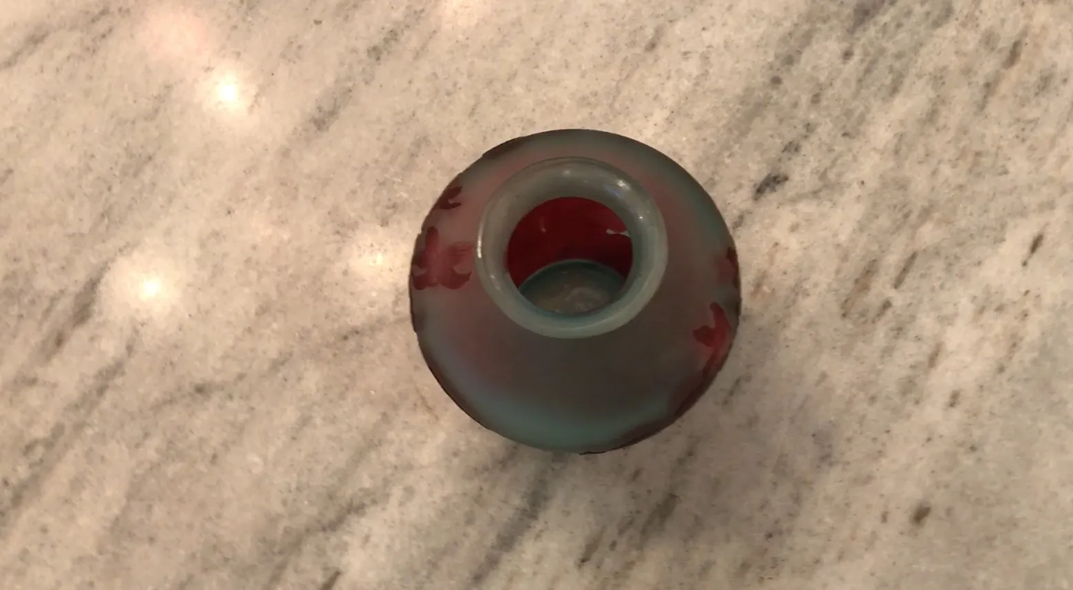 Antique signed glass Gallé with colorful decorations