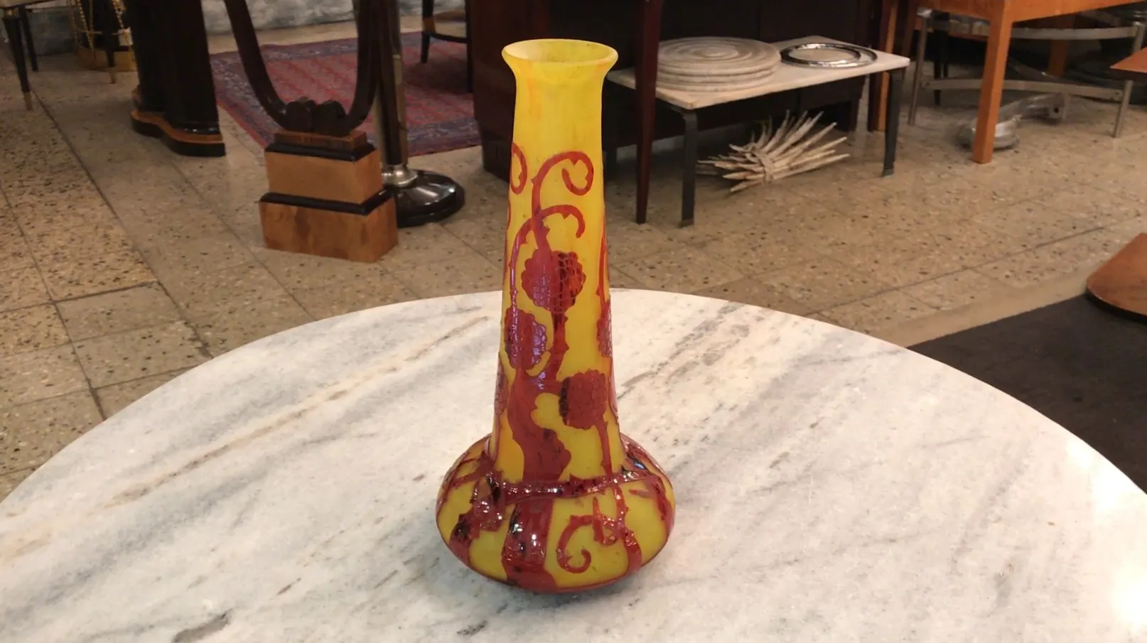 Antique signed glass with french candy decoration