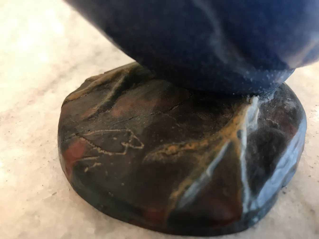 antique signed glass with base details