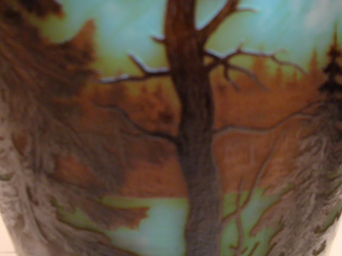 Vetro firmato d'Argental d'antiquariato con paesaggio naturale