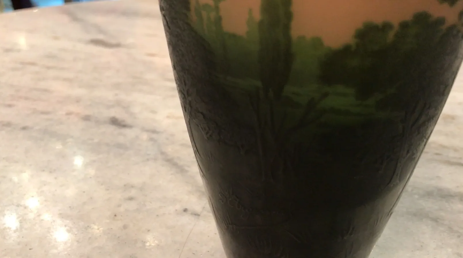 Antique signed glass D'Argental in a sophisticated setting