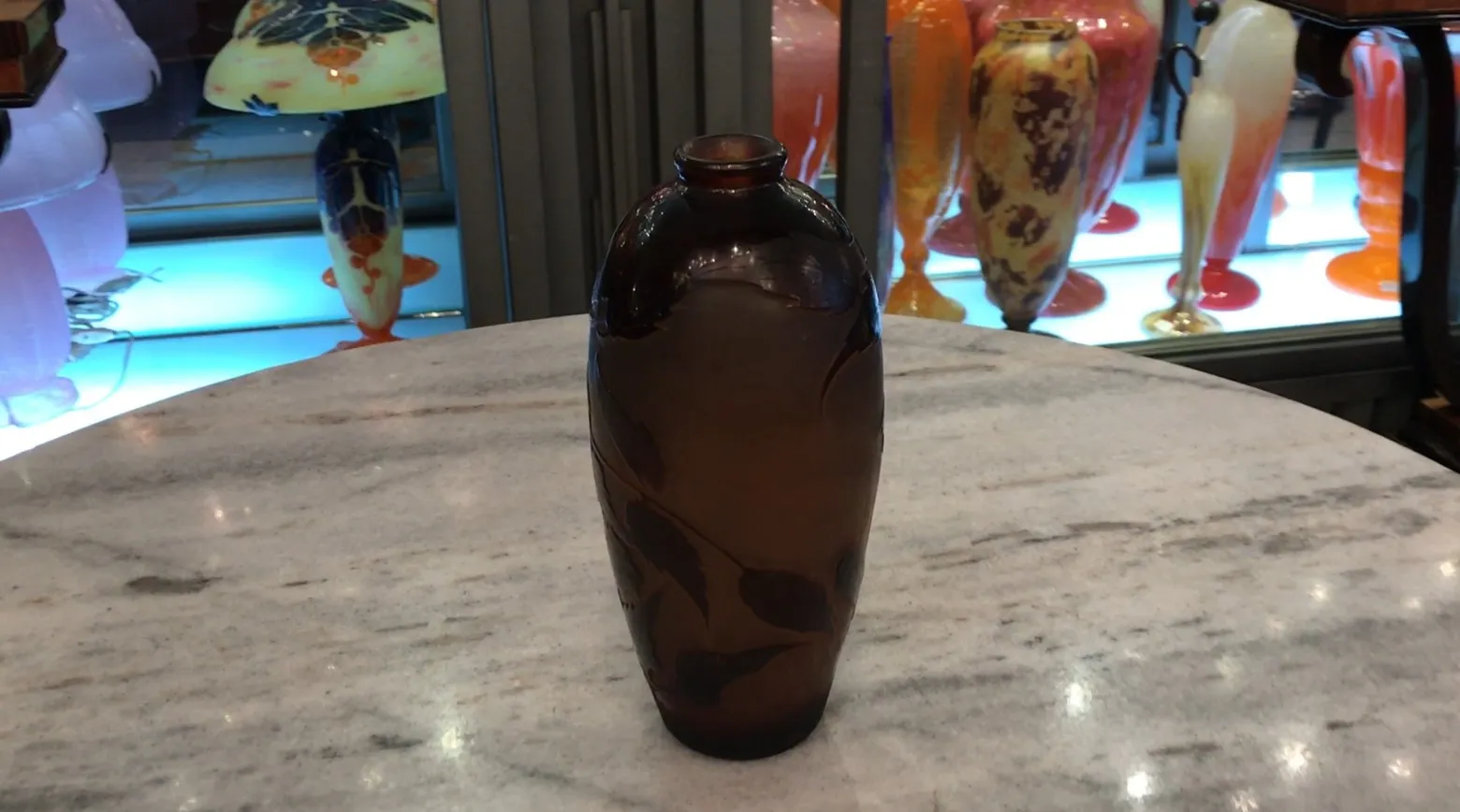 antiguidade vidro decorativo assinado d'argental